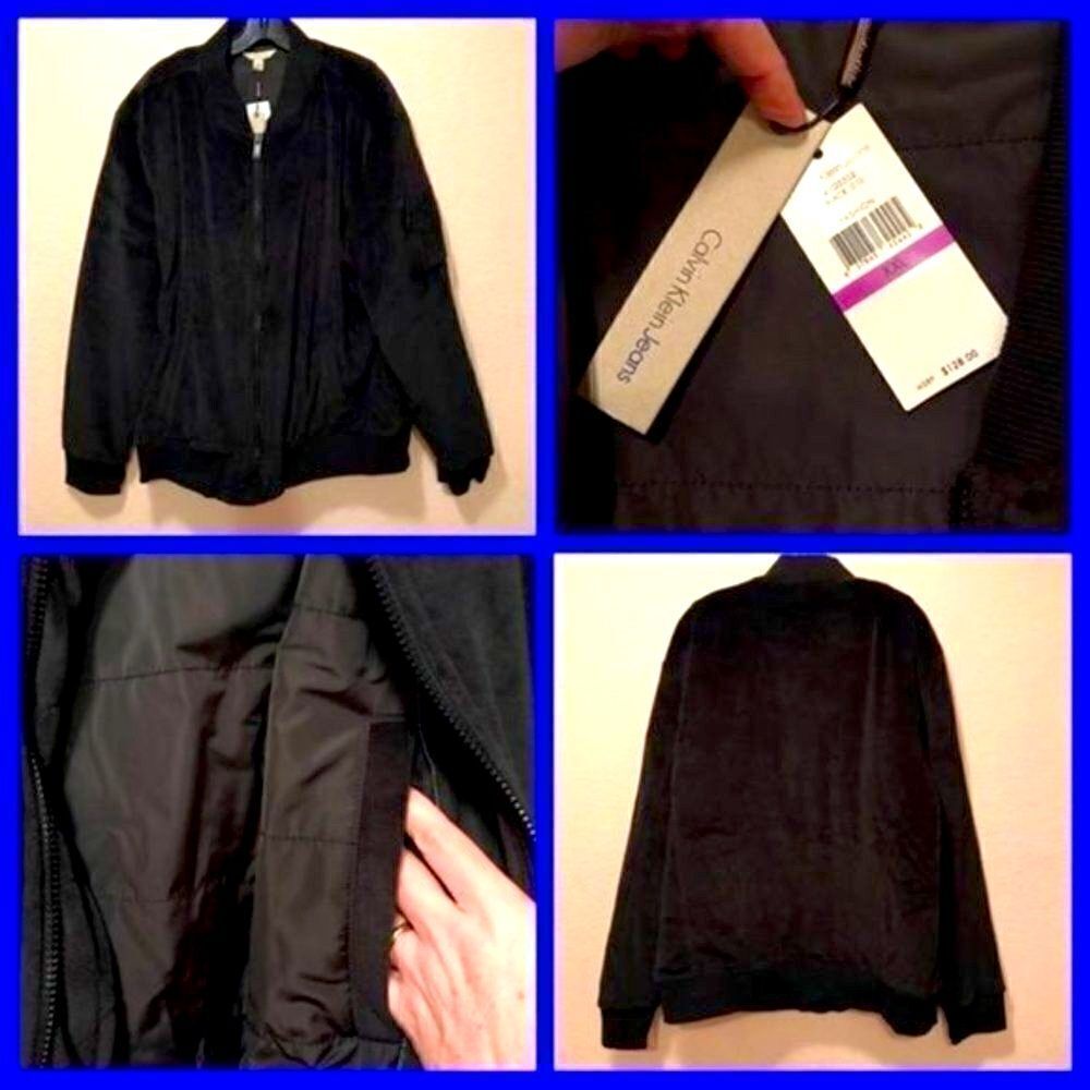 *30off3* NWT. Calvin Klein Black Men’s velour Jacket